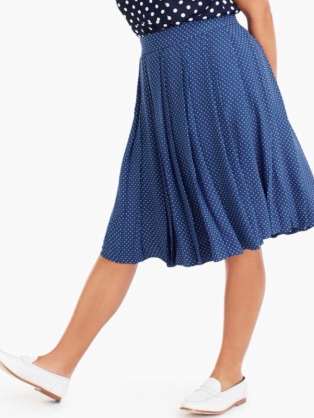 J. Crew Navy Blue Polka Dot Midi Skirt